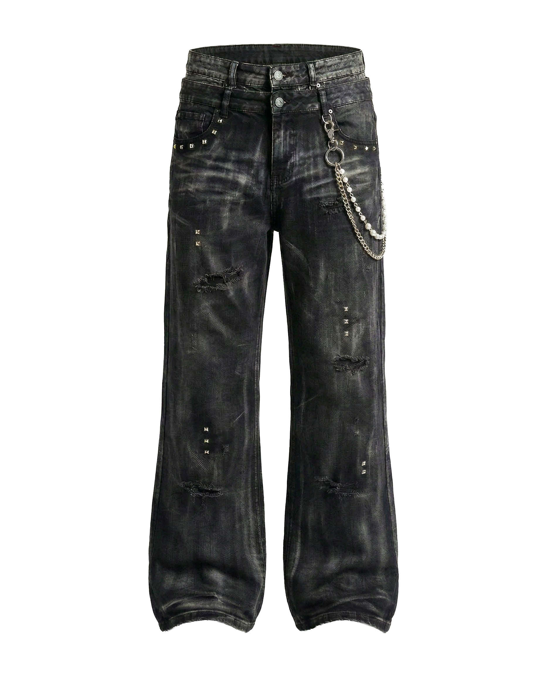 DOUBLE WAIST WAXED DENIM