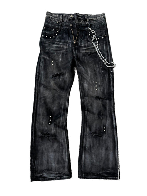 DOUBLE WAIST WAXED DENIM